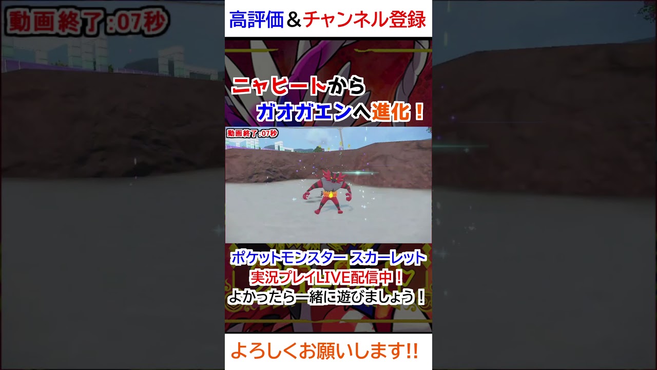 ニャヒート→ガオガエン進化【ポケモンSV】