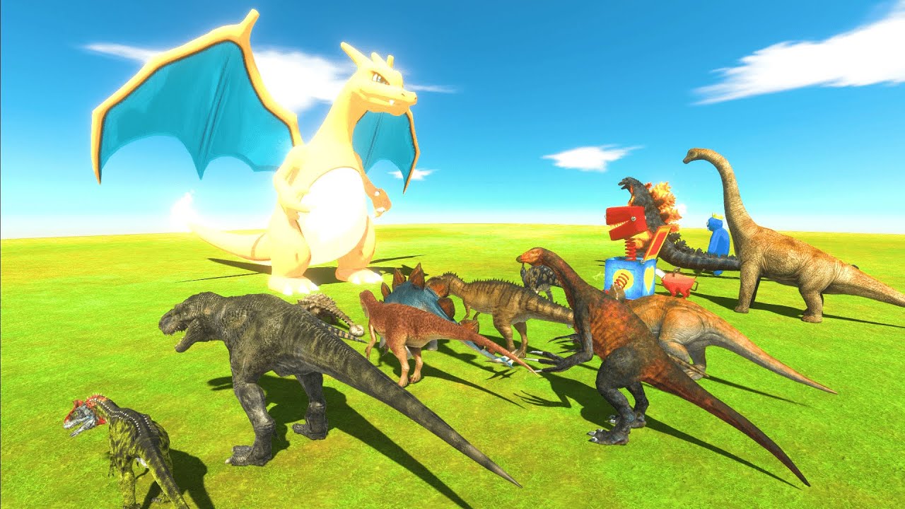 ポケモン「リザードン」vs恐竜やすべての生き物でバトル！火炎放射が強すぎた！ アニマルレボルトバトルシミュレーター