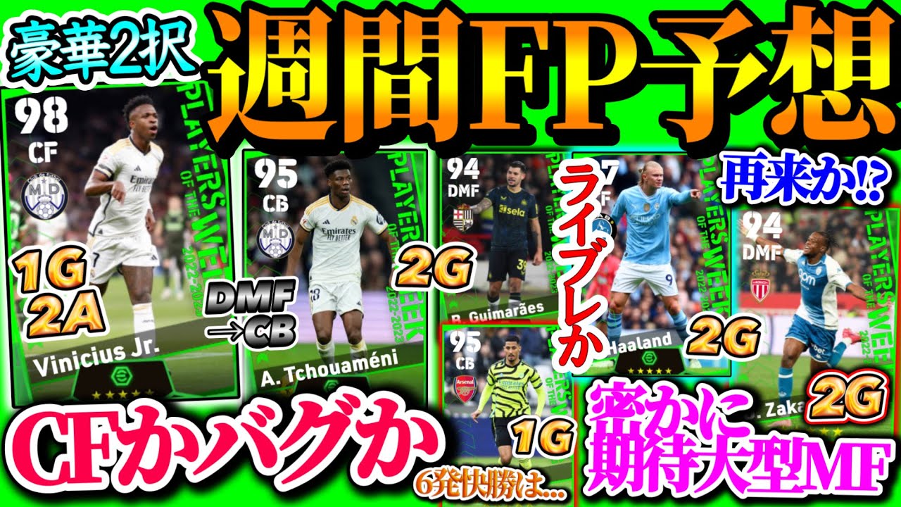 【豪華期待】eFootball2024 POTW週間FP予想 MF→CBバグは?? ダービー6発快勝からは誰? あの大型MF再来か あの選手ライブレ変化FW 【eFootballアプリ/イーフト】