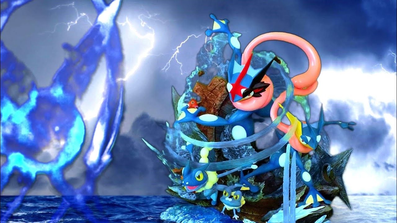 Pokémon  ポケモン フィギュアを使用したコマ撮り動画　ゲッコウガ ゲコガシラ ケロマツ