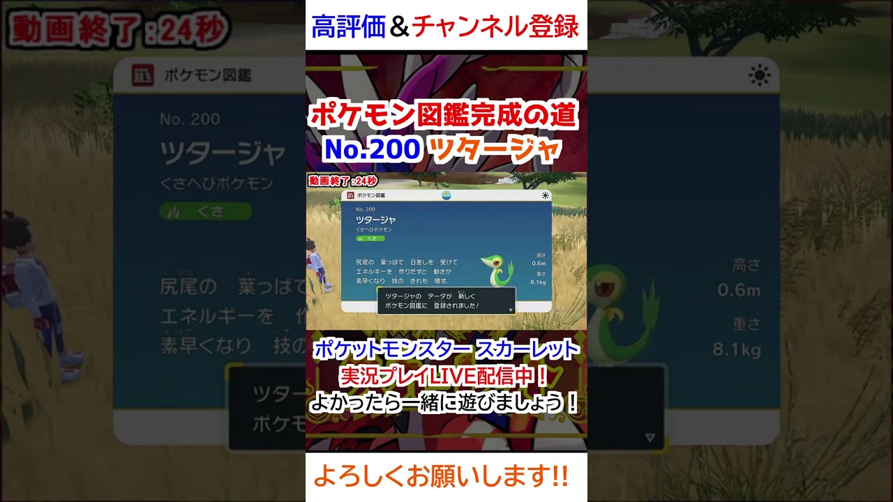No 200 ツタージャ図鑑登録完了！【ポケモンSV】
