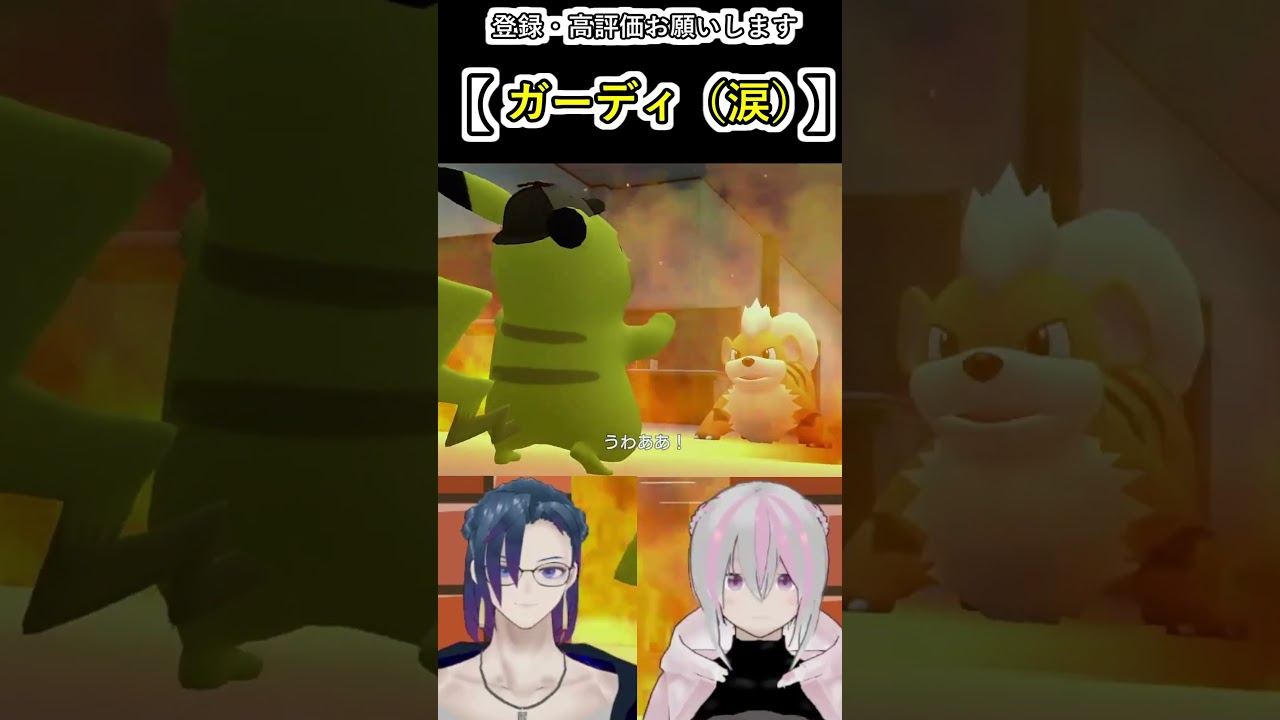 小さな体に大きな背中。ガーディ❕❕❕絶対後で会おう❕【帰ってきた名探偵ピカチュウ】~Growlithe~ #vtuber  #名探偵ピカチュウ   #ゲーム実況 #gcd #ポケ夫婦 #shorts