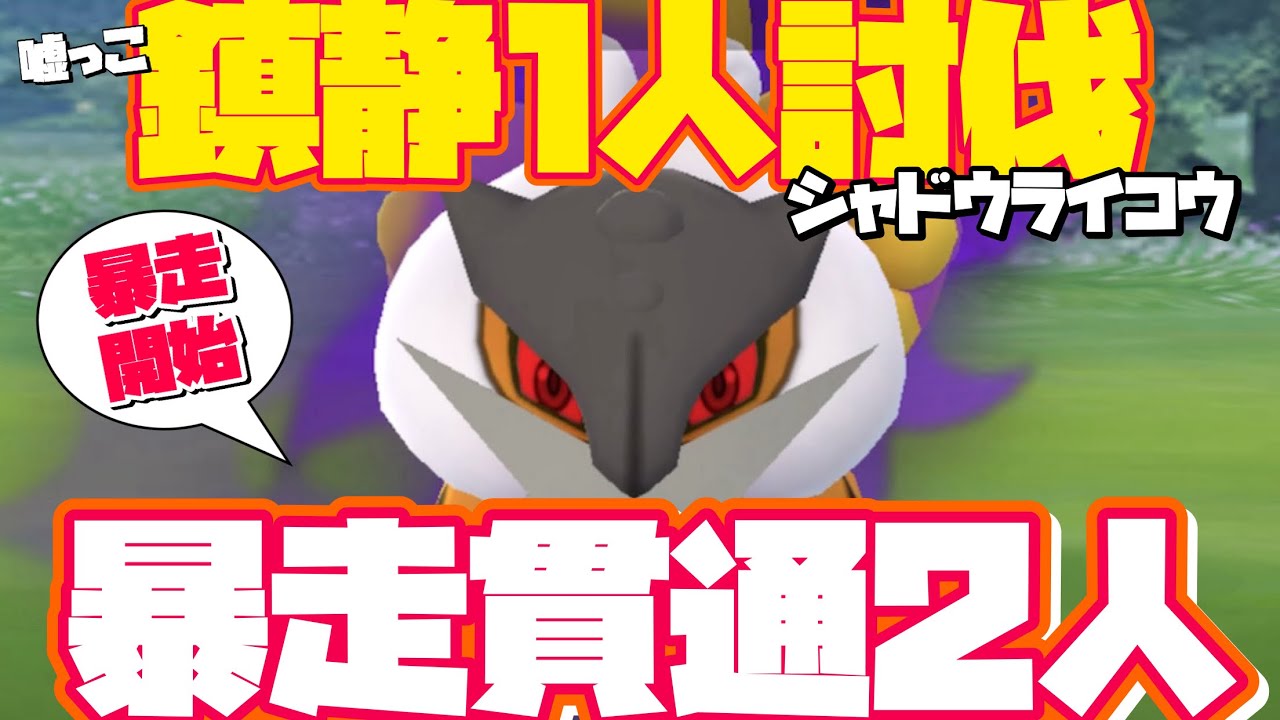 【ポケモンGO】シャドウライコウ 暴走貫通2人討伐 & 鎮静嘘っこ1人討伐【shadow raikou duo&mocksolo】607