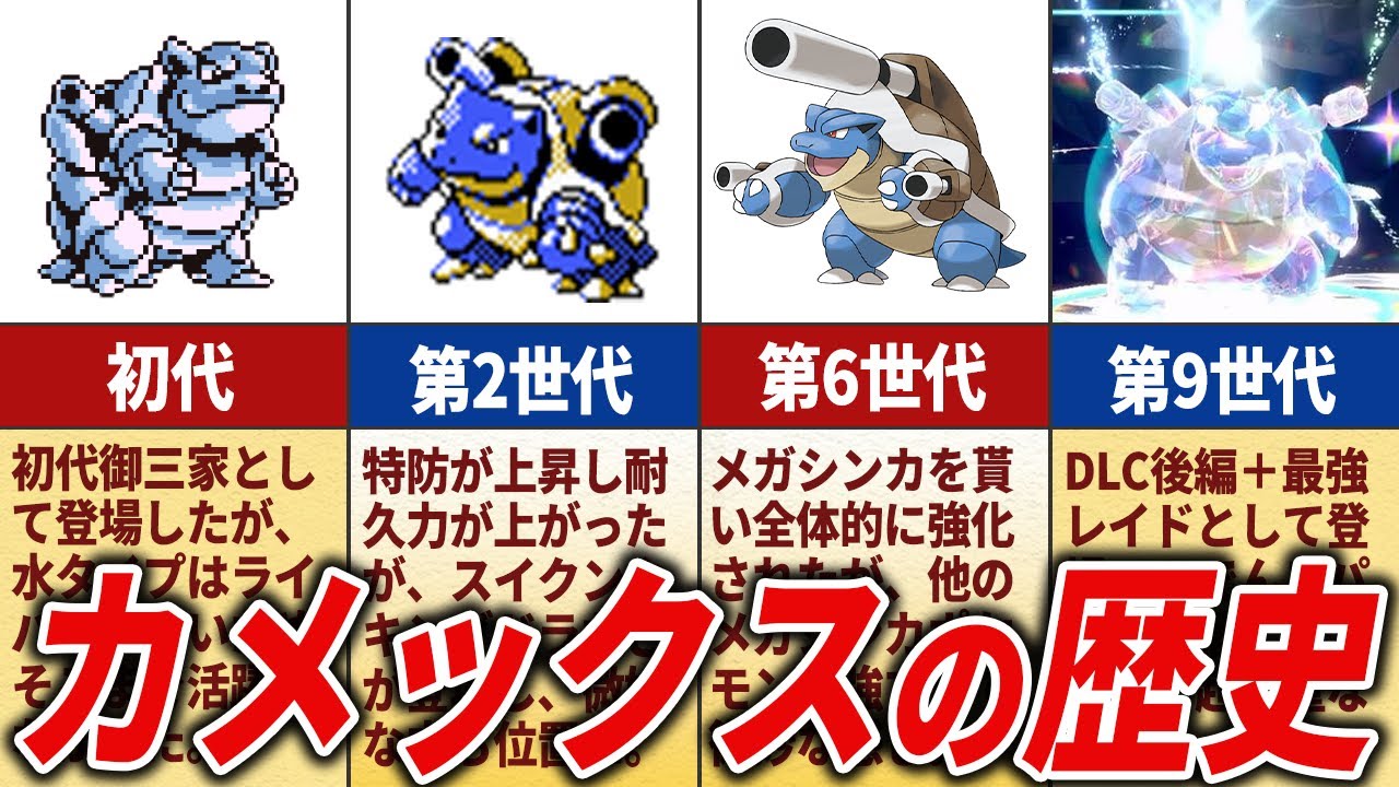 【意外と不遇？】カメックスの歴史を徹底解説【歴代ポケモン】