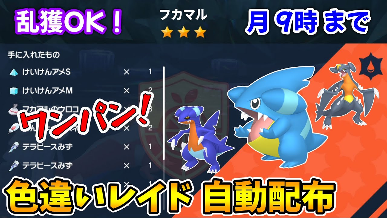 乱獲OK！フカマル色違いレイド自動配布会！【ポケモンSV】