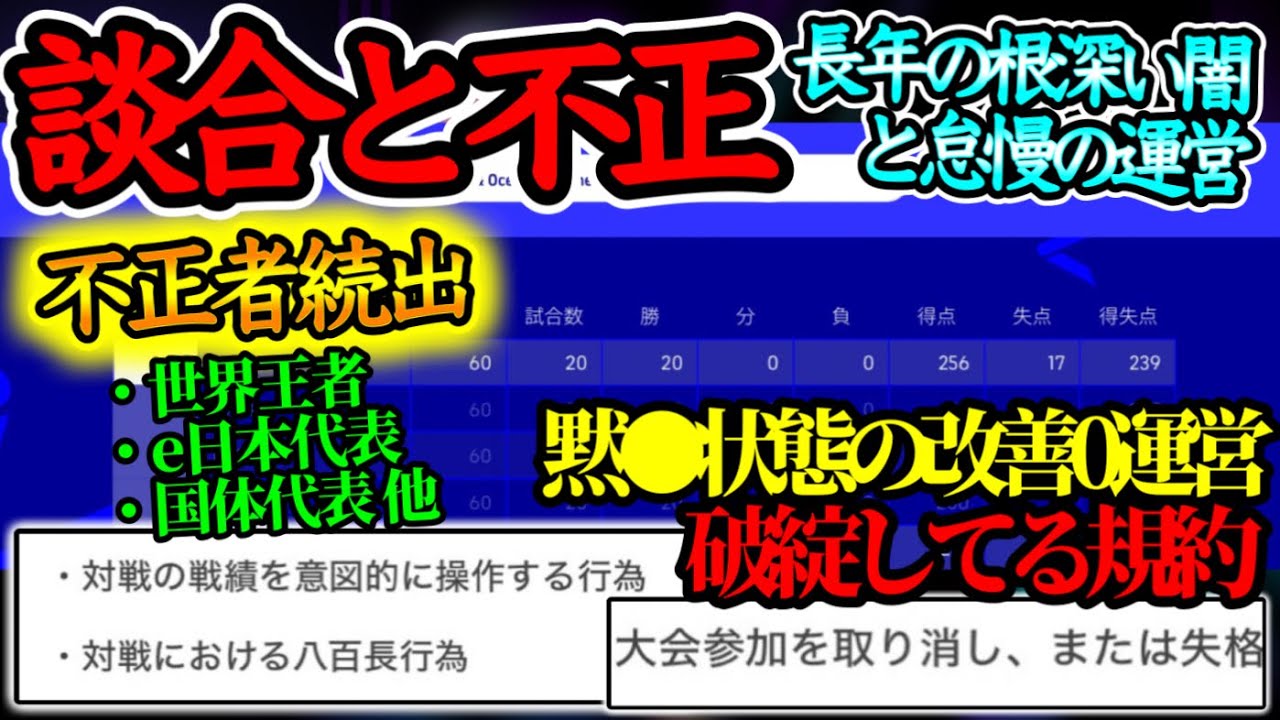 【談合と不正】eFootball2024 有名選手他不正者続出 長年の根深い闇と怠慢運営 黙●状態で改善0運営と破綻してる規約 改善/改修すべき5つの点【イーフト/eFootballアプリ】