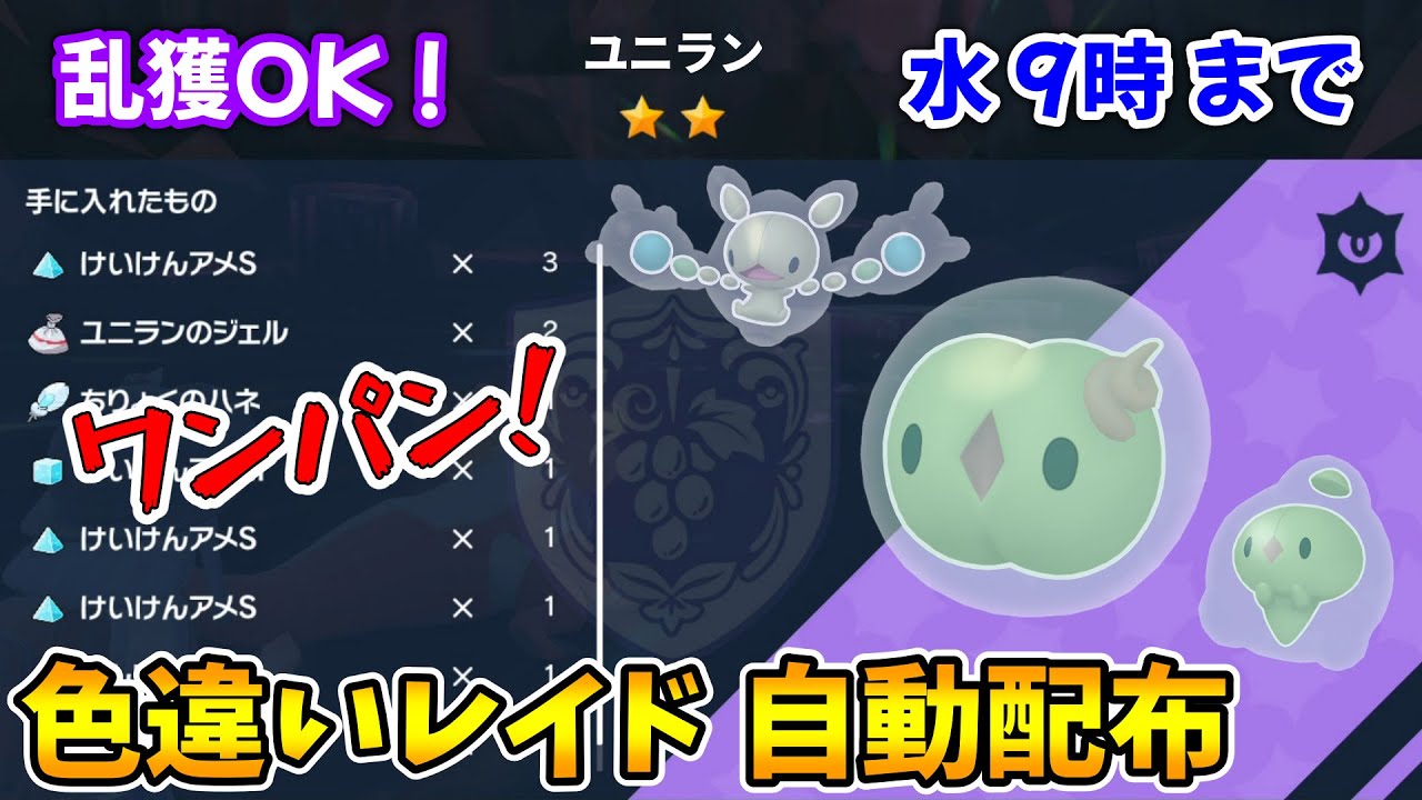 乱獲OK！ユニラン色違いレイド自動配布会！【ポケモンSV】