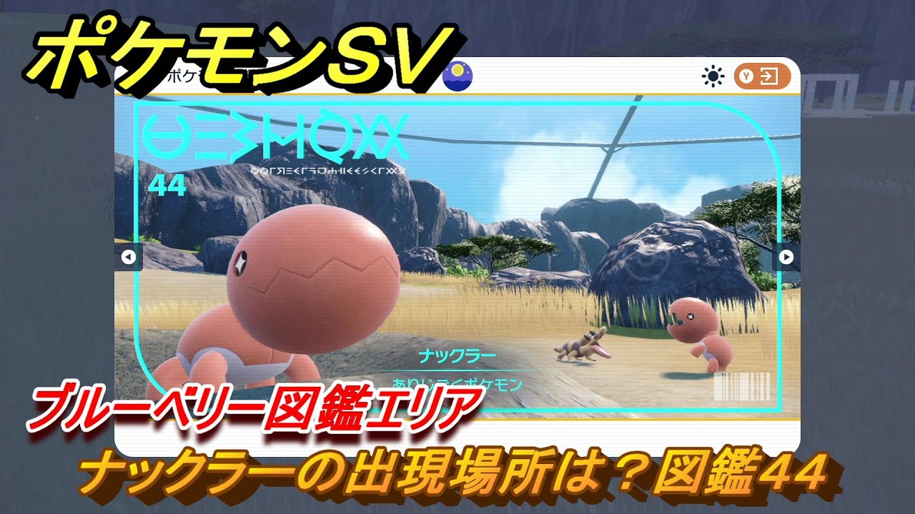 ポケモンＳＶ　ナックラーの出現場所は？図鑑４４　ブルーベリー図鑑エリア　＃１７６　【DLCゼロの秘宝　碧の仮面・藍の円盤】