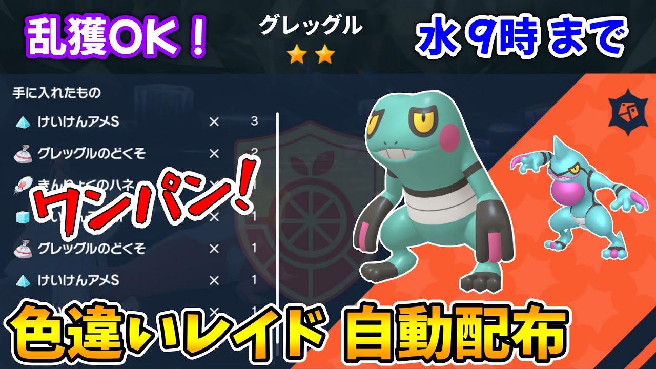 乱獲OK！色違いグレッグル自動レイド配布会！【ポケモンSV】