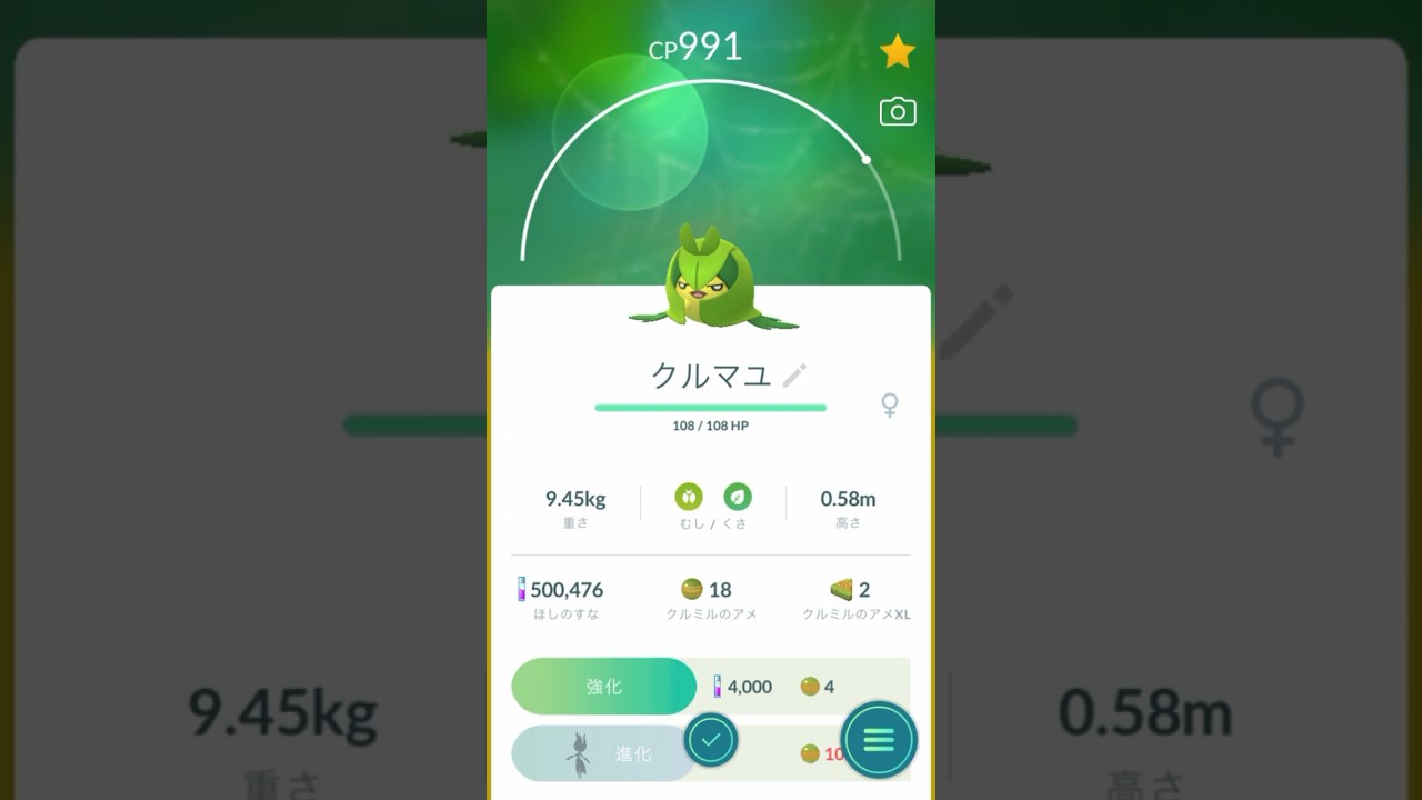 【 ポケモンgo 】 クルミル → クルマユ かわいい進化！【 うさぴよの巣 】 #sewaddle #swadloon #pokemongo #ポケモンgo #ポケgo