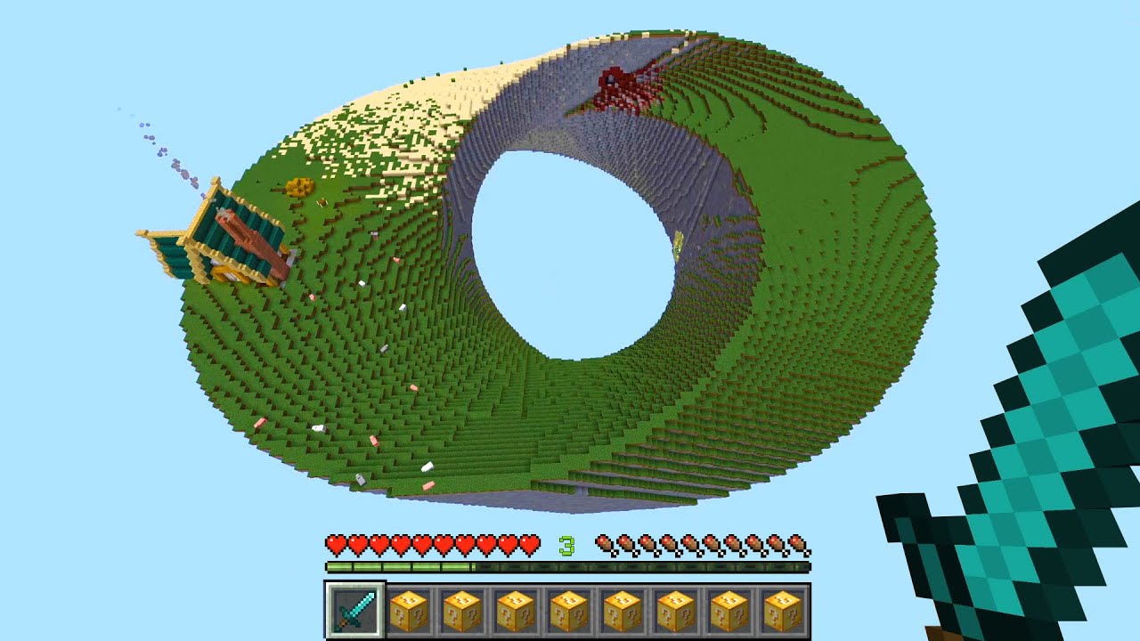 メビウスの輪になった世界でラッキーブロックレース【マイクラ】
