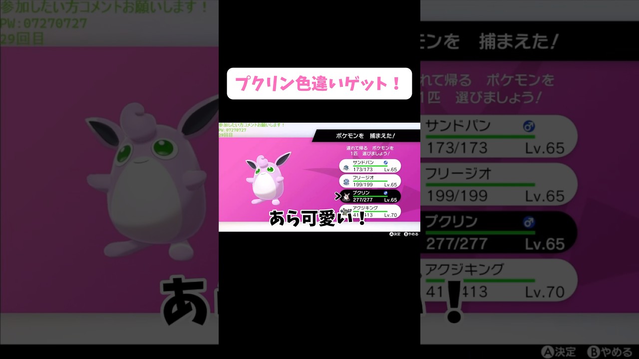 プクリン色違いゲット！ #ゲーム配信 #ポケモン #ゲーム配信者 #ポケモン剣盾 #ポケモンsv #ポケモン色違い #ポケモン