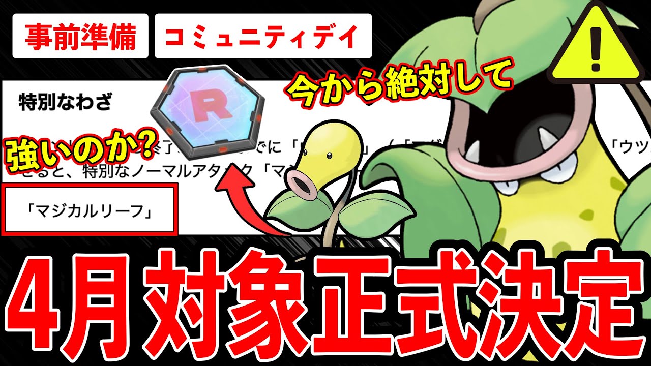 【驚愕】4月コミュデイは「マダツボミ」特別技も確定！今から絶対◯◯して！”マジカルリーフ”習得ウツボットが更なる凶悪になるのか徹底解説！【ポケモンGO】【GOバトルリーグ】【コミュニティデイ】