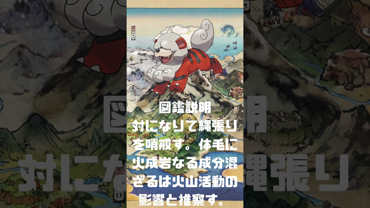 Ｎｏ．0058 ガーディ　ヒスイの姿【ポケモン図鑑】 #shorts   #ポケモン　#pokemon