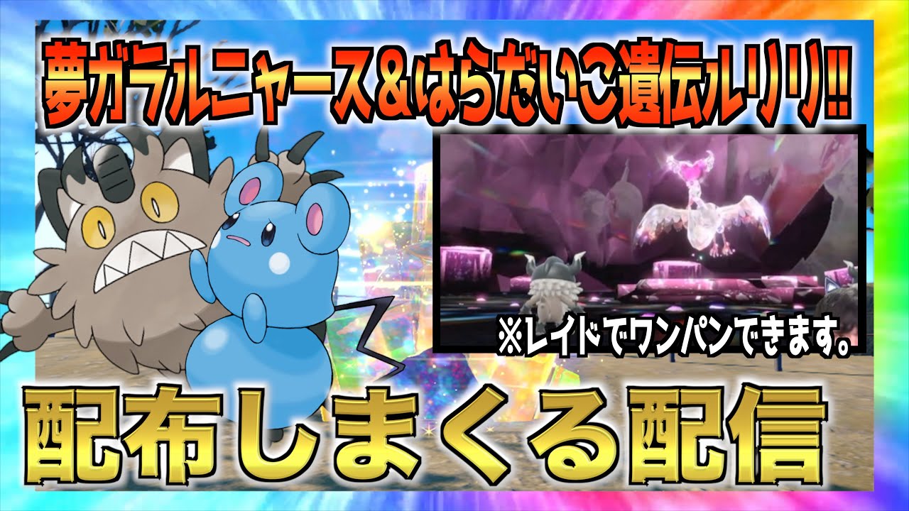 夢ガラルニャース、はらだいこルリリ配る！レイドバトルもやろう！！【ポケモンSV】
