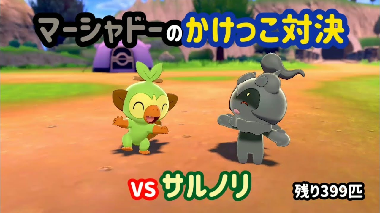 VSサルノリ ガラル図鑑No.1 【マーシャドーのかけっこ対決】