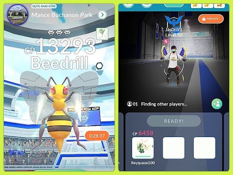 Beedrill VS Mega Rayquaza - 1v1 Level 3 Raid Boss Solo