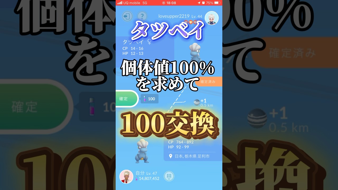 100回交換！個体値100%を求めて！【タツベイ】【ポケモンGO】　　　　#ポケモンgo #pokemongo #ポケモン #タツベイ #コミュニティデイ #個体値100 #shorts