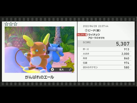 Newポケモンスナップ　★3ライチュウ【5307】