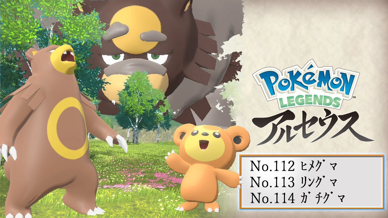 【ヒスイ図鑑】Ｎｏ．１１２ヒメグマ／Ｎｏ．１１３リングマ／Ｎｏ．１１４ガチグマ【Pokémon LEGENDS アルセウス】