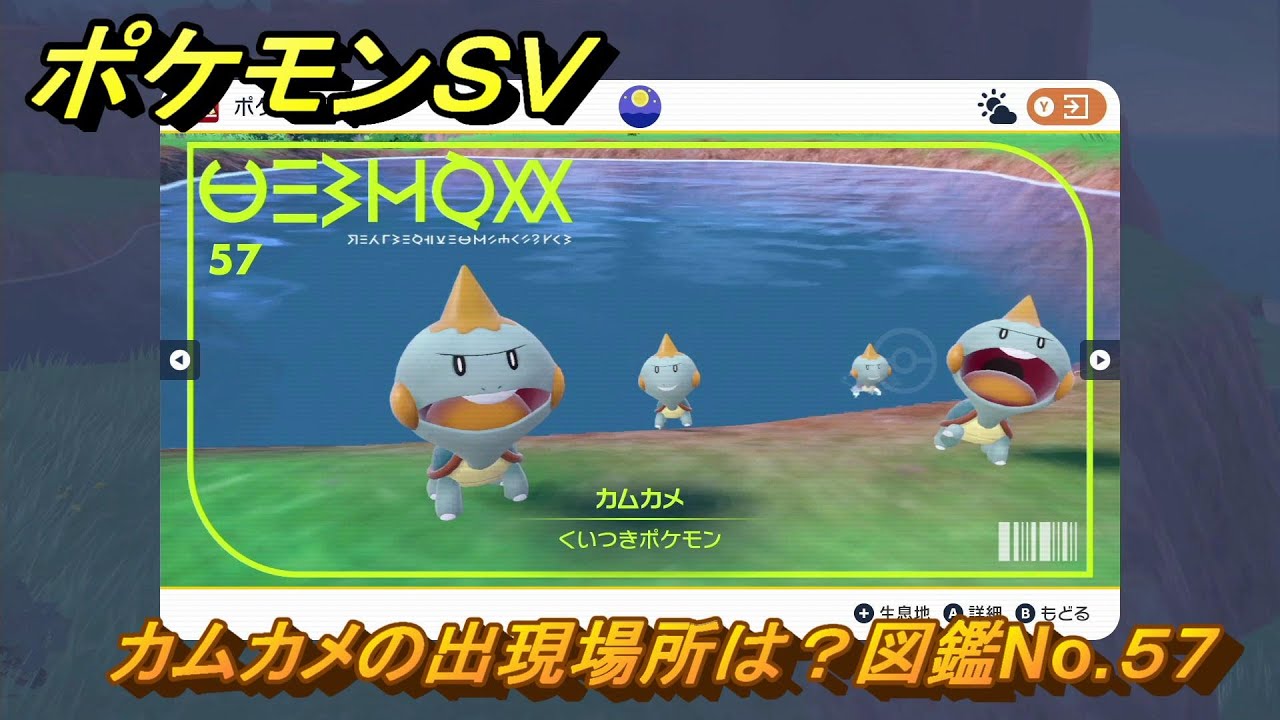 ポケモンＳＶ　カムカメの出現場所は？図鑑No.５７　【ポケモンバイオレット・スカーレット】