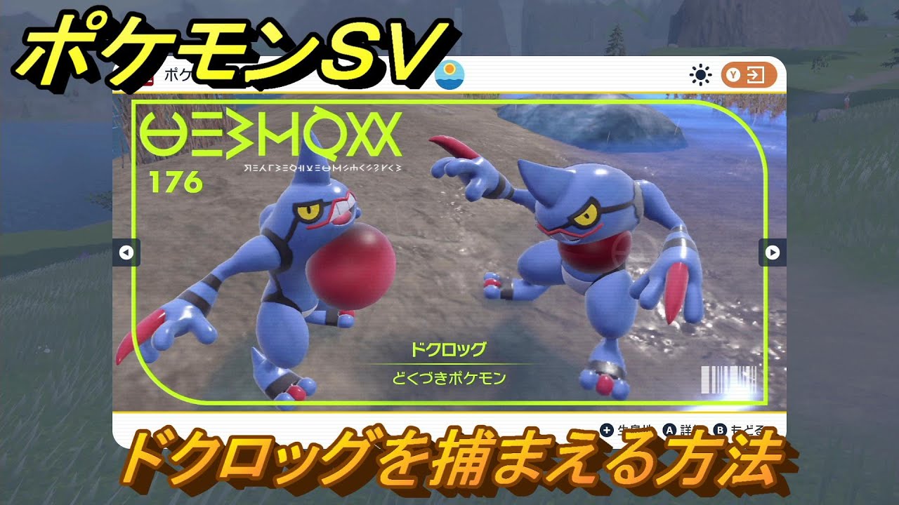 ポケモンＳＶ　ドクロッグを捕まえる方法！出現場所は？図鑑No.１７６　ポケモン図鑑を埋めよう！　【スカーレット・バイオレット】