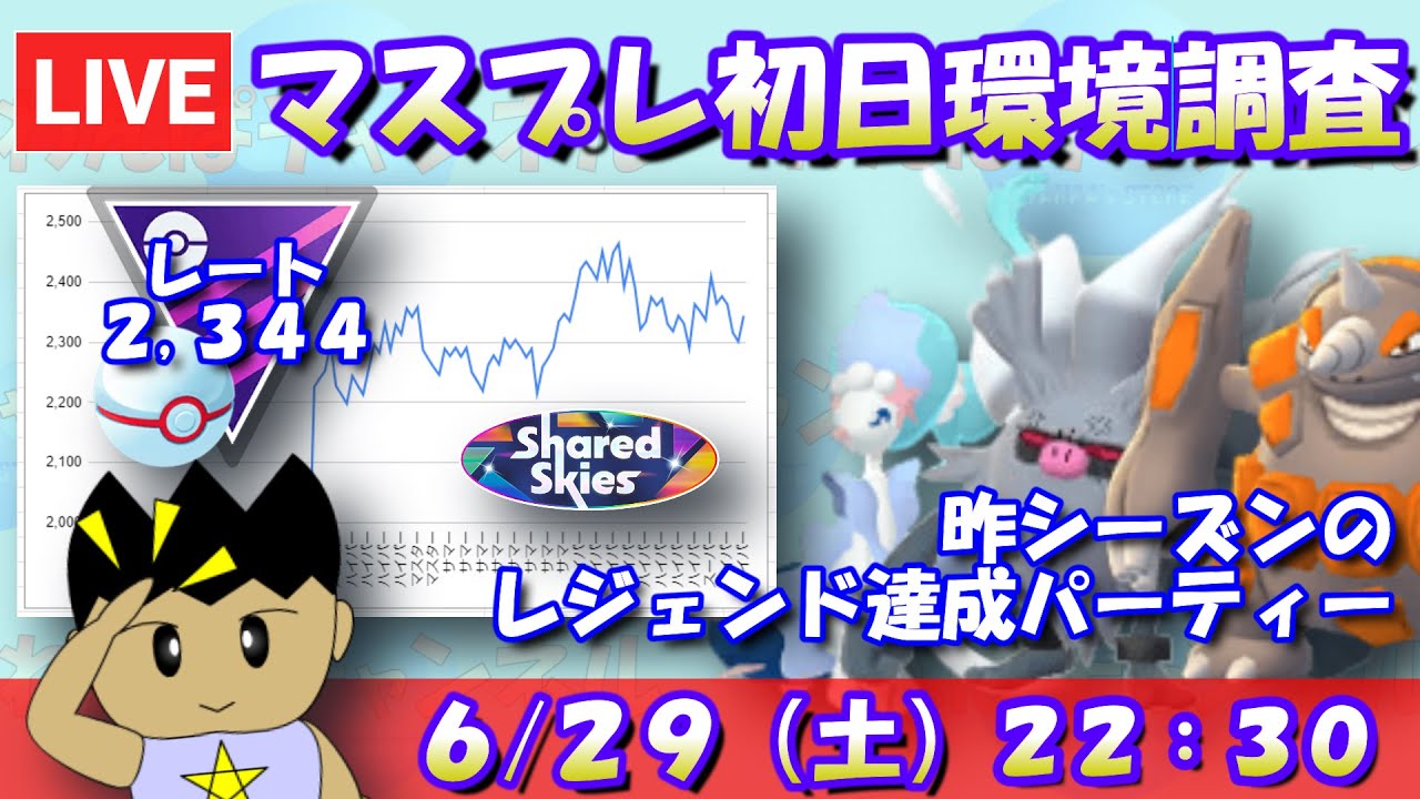 続・マスタープレミア開幕！初日環境調査！！昨シーズンのレジェンド達成パーティーを使っていく！！！レート2,344～【マスタープレミア】【ポケモンGO】【GBL】