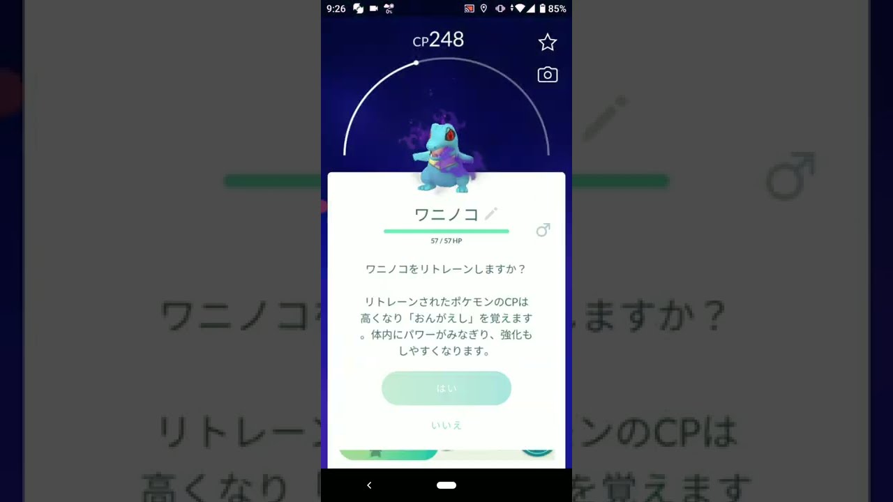 三ッ星のシャドウワニノコからオーダイルへの進化