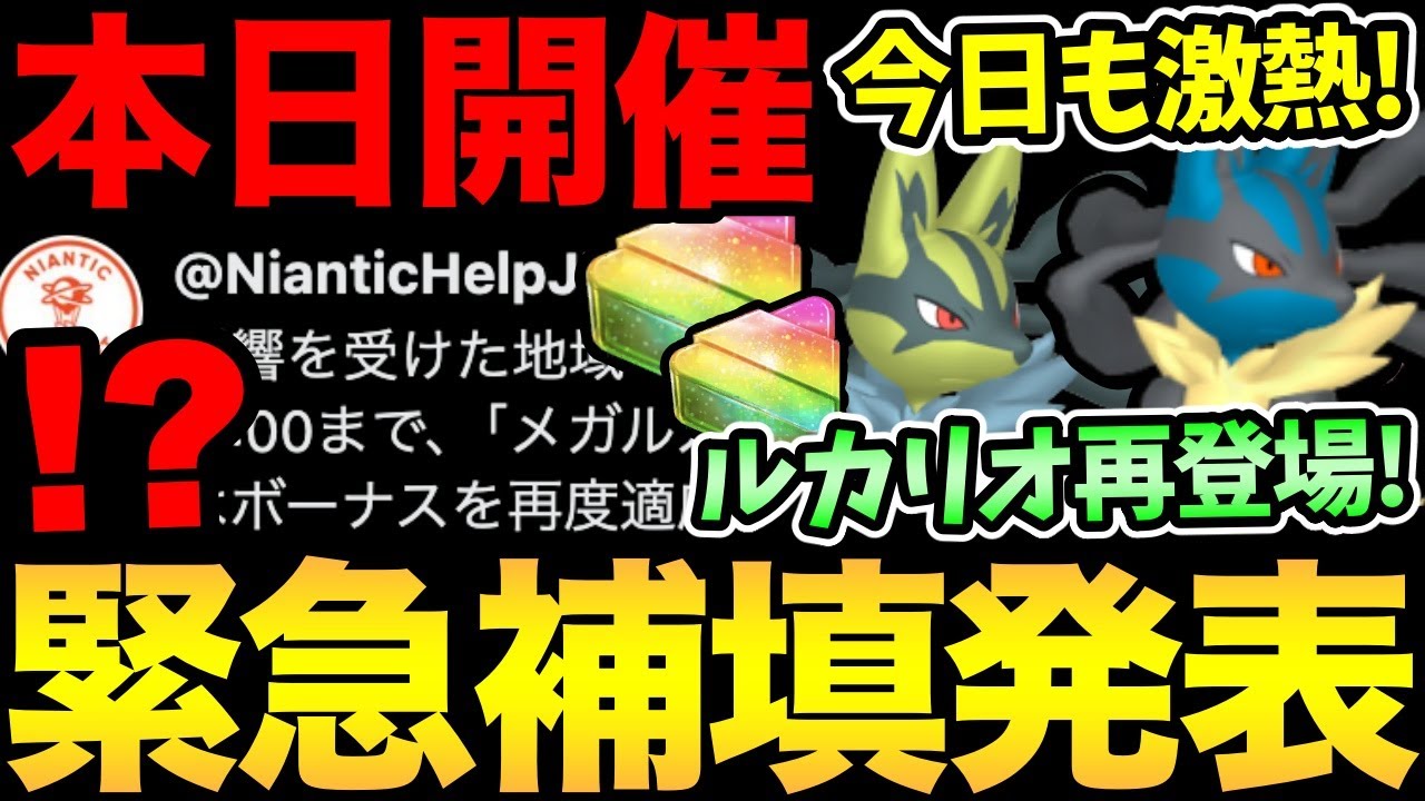 緊急で補填が発表！今日もメガルカリオ登場！？激熱ボーナスも継続！ナイアンがリトレーンされました！【 ポケモンGO 】【 GOバトルリーグ 】【 GBL 】【 スーパーリーグ 】