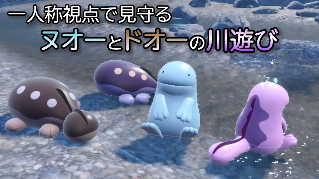 一人称視点で見守るヌオーとドオーの川遊び【ポケモンSV】