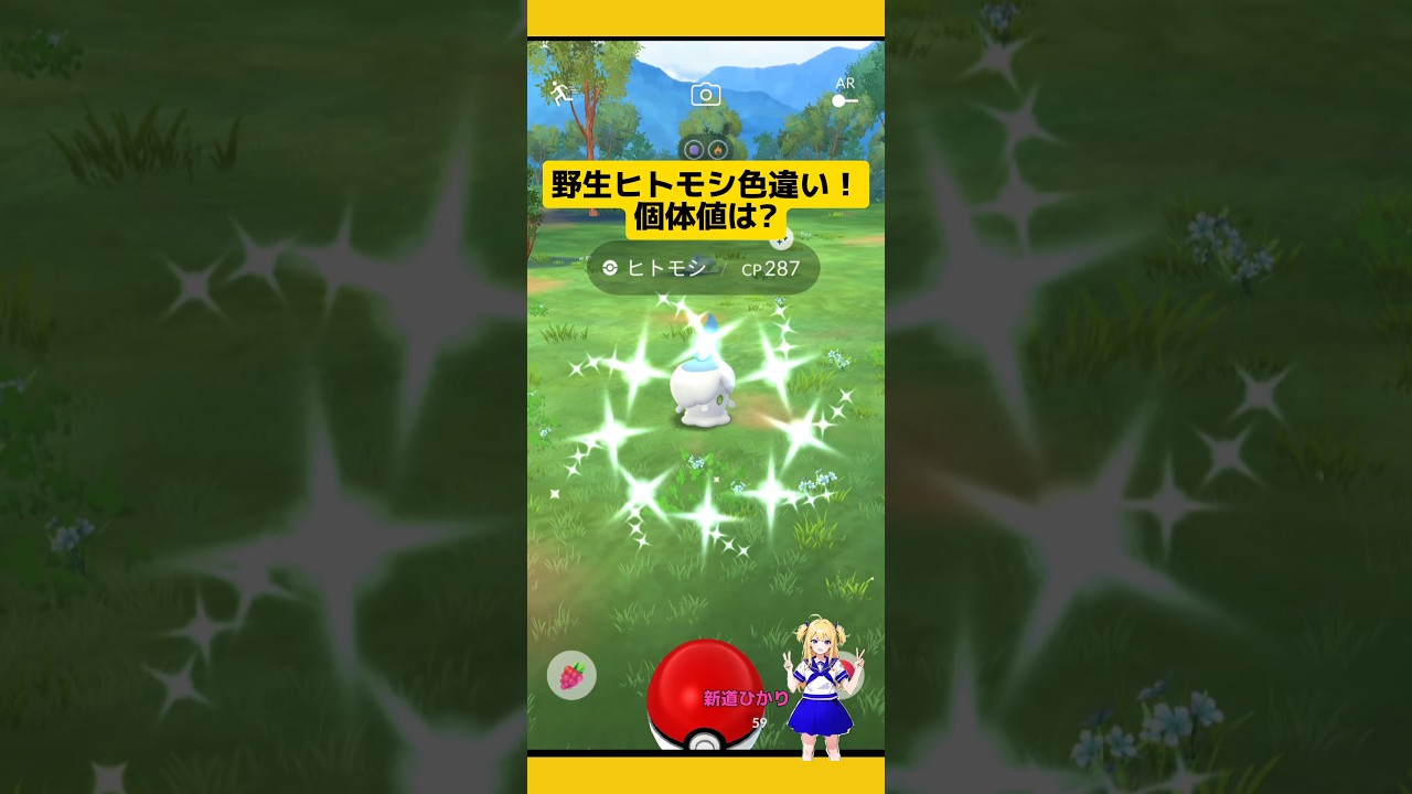 野生ヒトモシ色違い遭遇！個体値は?#ポケモンgo #ヒトモシ#野生 #色違い #pokemongo #新道ひかり