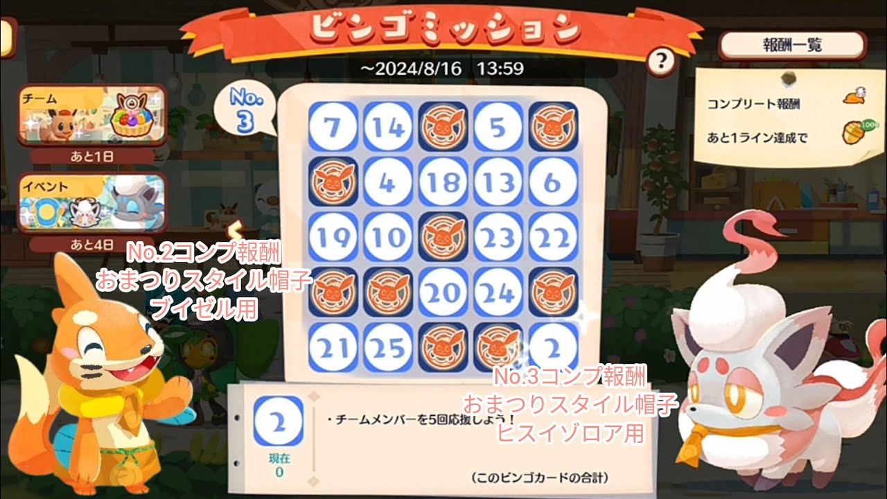 ポケまぜ ヒスイゾロアイベントのビンゴミッション No.1~No.3內容&報酬 / 寶可繽紛趣 洗翠索羅亞活動的賓果任務 No.1~No.3內容&報酬 / Pokemon Cafe Remix