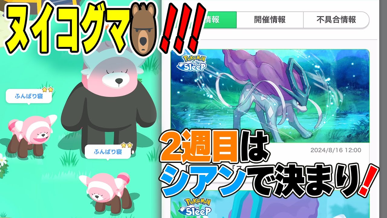 ポケスリ実況【ヌイコグマの森！スイクンイベント２週目はシアンで決まりだ！】