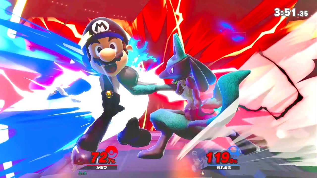 最上位ルカリオ、わけわからん即死コンボしてくるし、わけわからん横Bの使い方してくる。