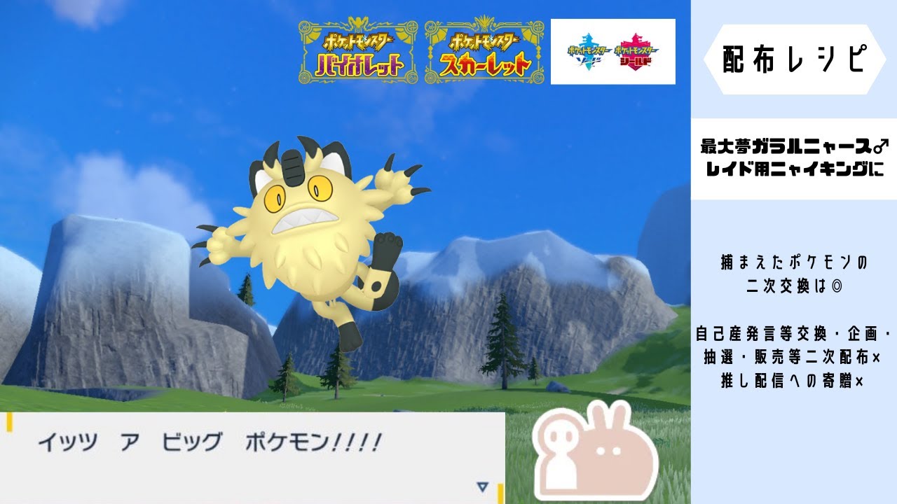 【ポケモン剣盾】最大色証ガラルニャース♂　他希望により変動