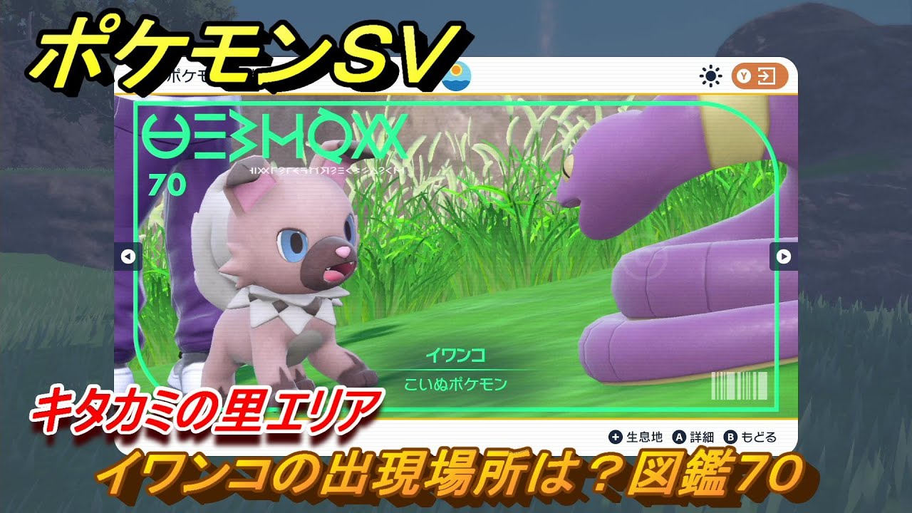 ポケモンＳＶ　イワンコの出現場所は？図鑑７０　キタカミの里エリア　＃４１２　【DLCゼロの秘宝　碧の仮面・藍の円盤】