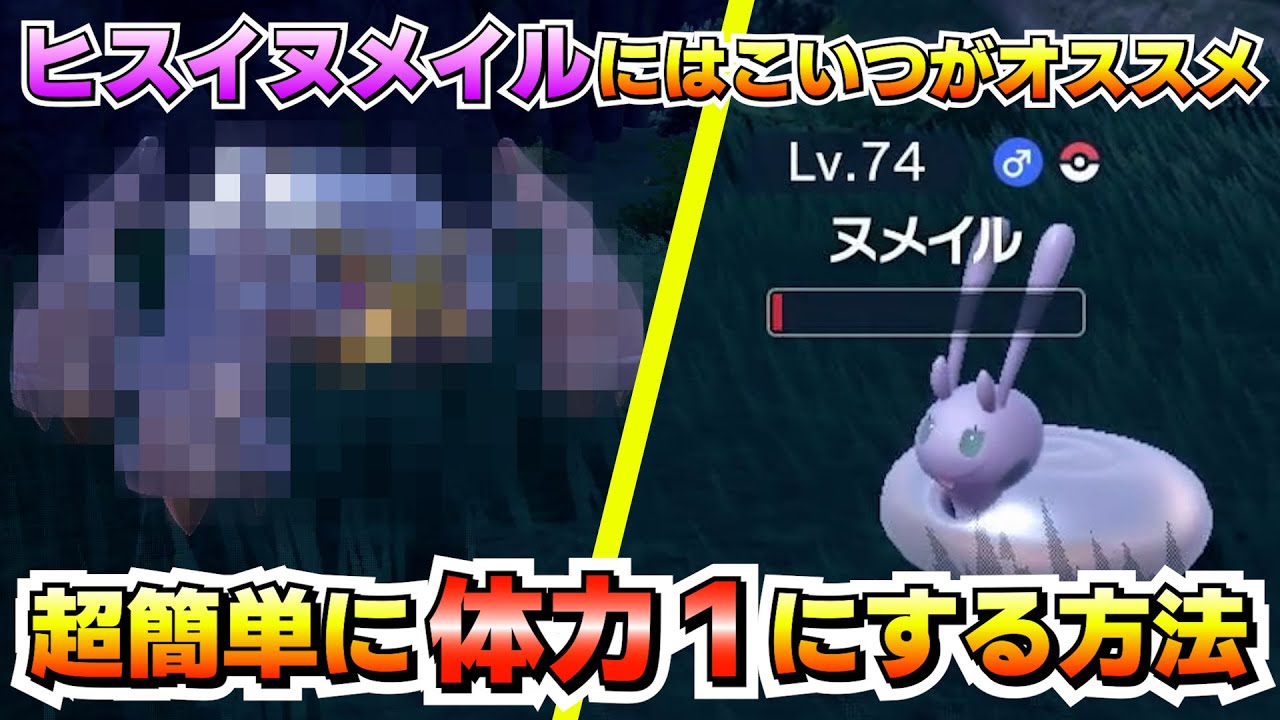 【色厳選】ヒスイヌメイル捕獲用のオススメポケモン！一撃で体力１にする簡単な方法！【ポケモンSV/碧の仮面/藍の円盤/ゼロの秘宝】