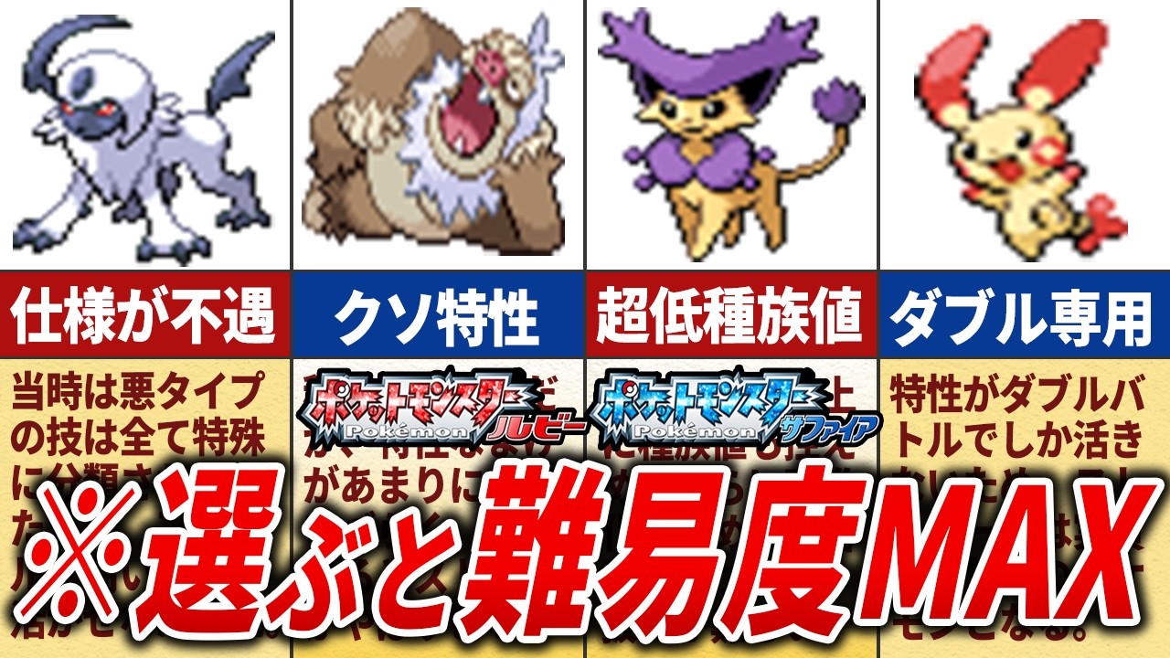 ルビサファで仲間にすると冒険の難易度が上がるポケモン13選【ポケモンRS】