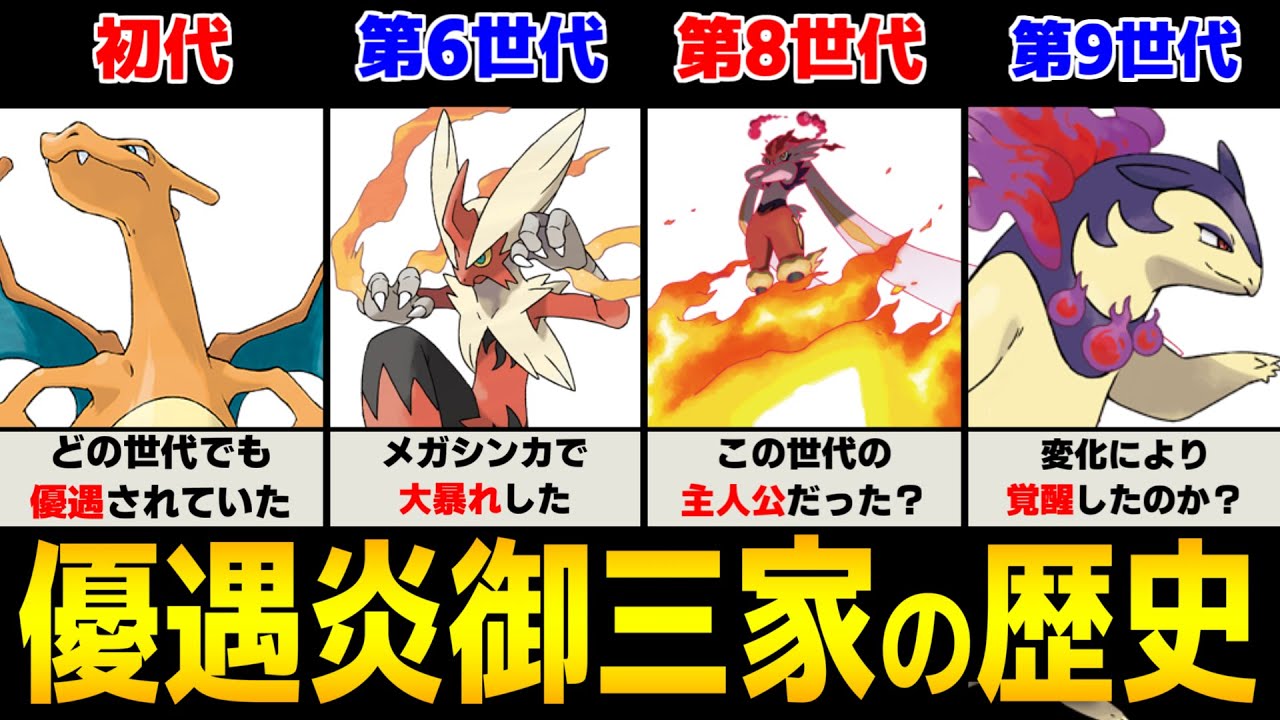 歴代の炎御三家の歴史を一匹ずつ解説！【ポケモン解説】