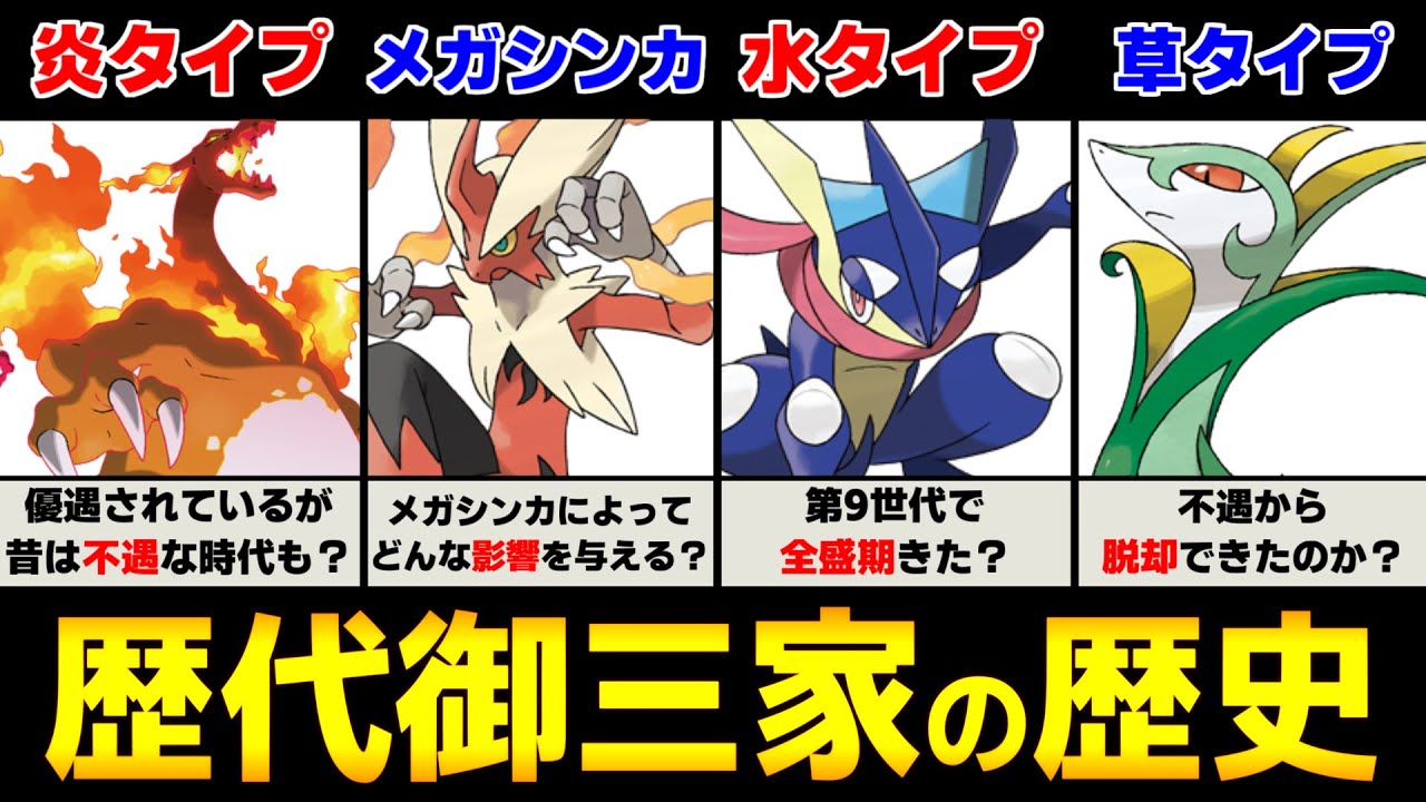 全ての歴代の御三家の歴史を一匹ずつ解説！【ポケモン解説】