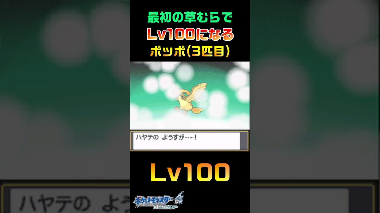 最初の草むらでLv100になる色違いポッポ【ポケモンHGSS】#shorts  #ポケモン #ポケモンhgss