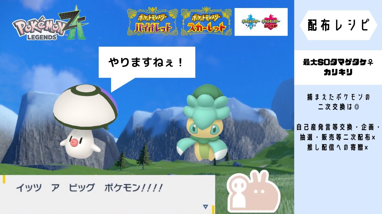 【ポケモン剣盾】最大S0タマゲタケ♀　特別一般公開！！　最大S0カイリュー・ジュラルドン♂等竜　◇最大ニドキング・ニドクイン・ガラルヤドン♀等どく　他希望により変動