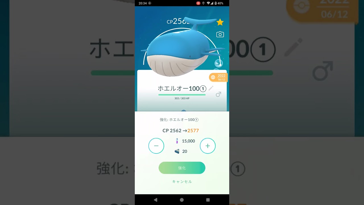 ポケモンＧＯホエルオーMAXにしたよ～↗️