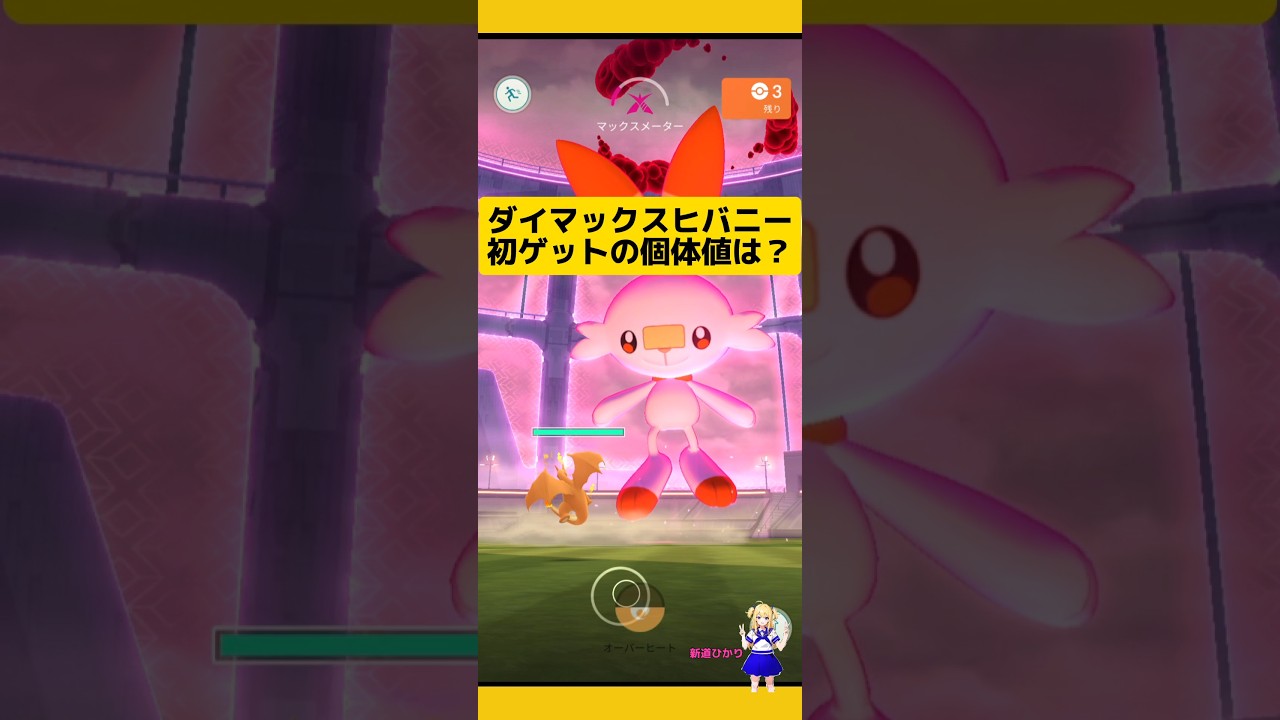 ダイマックスヒバニー初ゲット！個体値調べたら…#ポケモンgo #ダイマックス #ヒバニー #マックスバトル #御三家 #pokemongo #新道ひかり