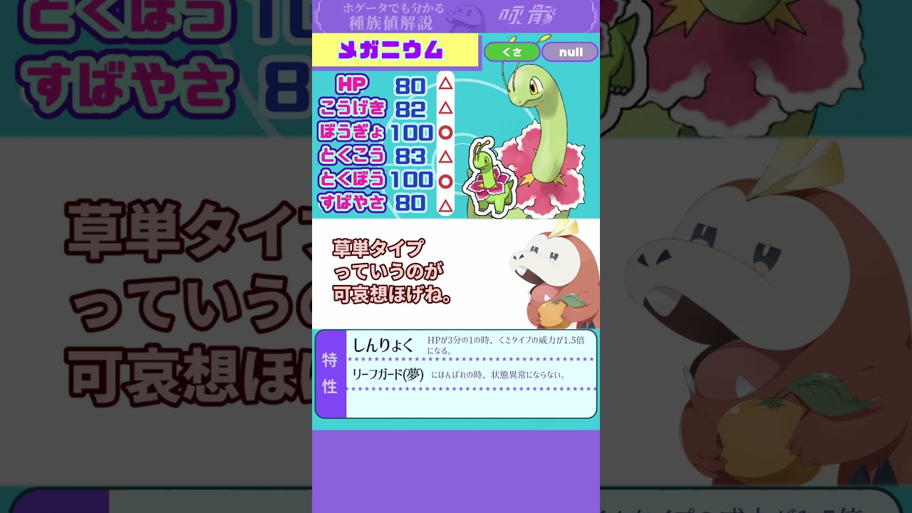 ホゲータでも分かる❗️【メガニウム】エイプリルフールで「最強のメガニウム」と紹介された結果、散々みんなの笑いものにされてしまったメガニウムさんw弱すぎる。【ポケモンSV 】#ほげわか　#pokemon
