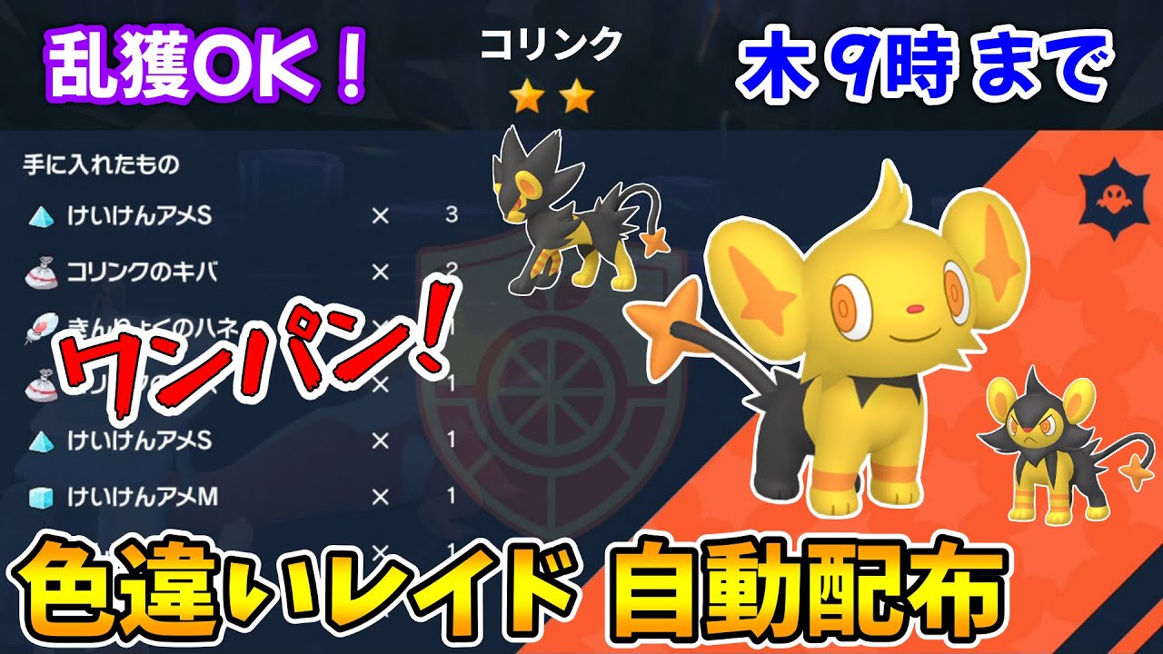 乱獲OK！コリンク色違いレイド自動配布会！【ポケモンSV】
