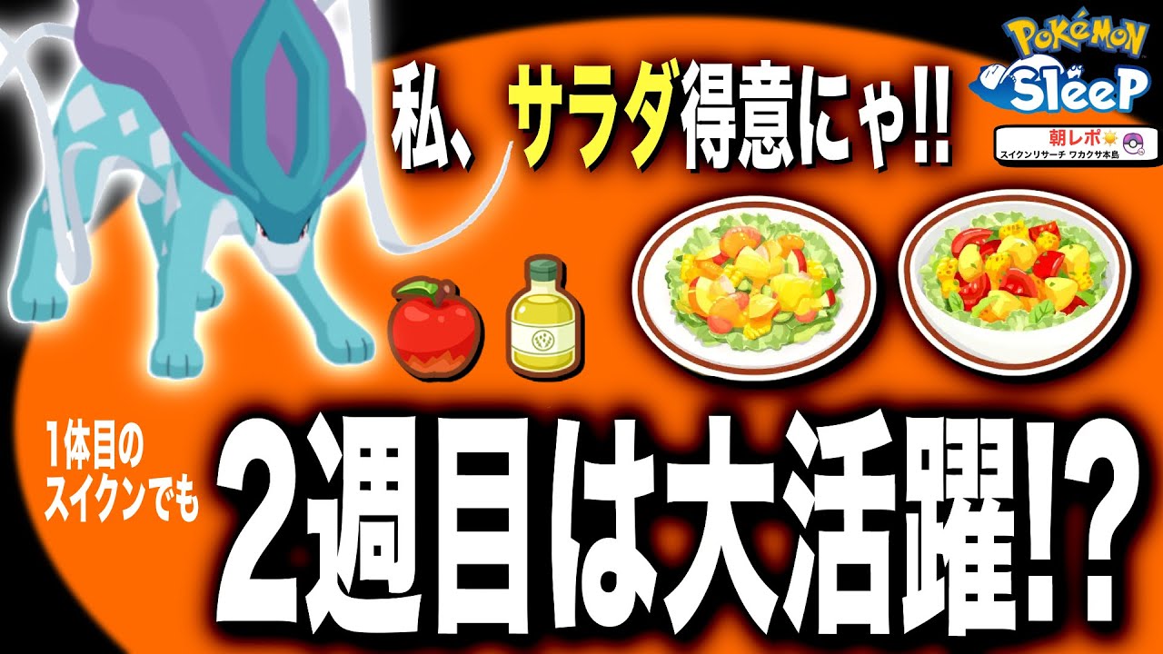 お通しスイクン、イベント中は活躍できるかも!! サラダの救世主な可能性【ポケモンスリープ】