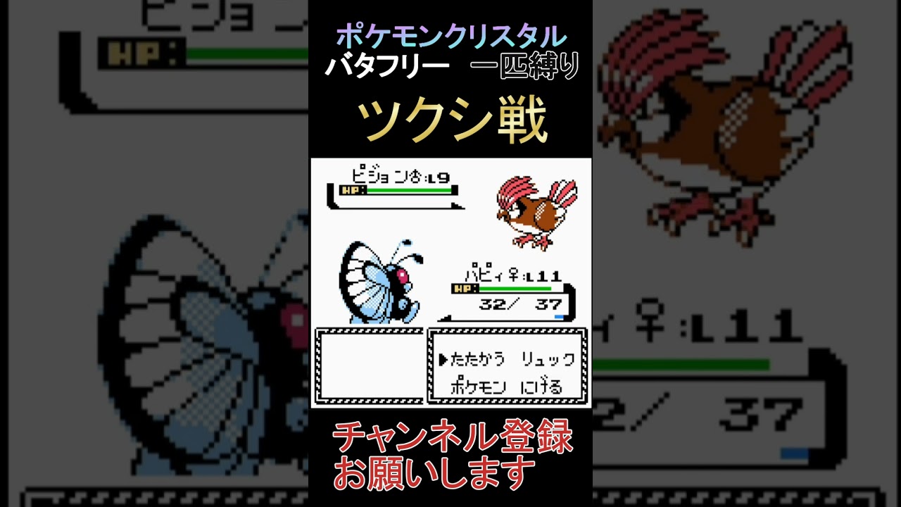 ハヤト戦　バタフリー　一匹縛り【ポケモンクリスタル】 #ゲーム実況 #ポケモン実況 #ゲーム