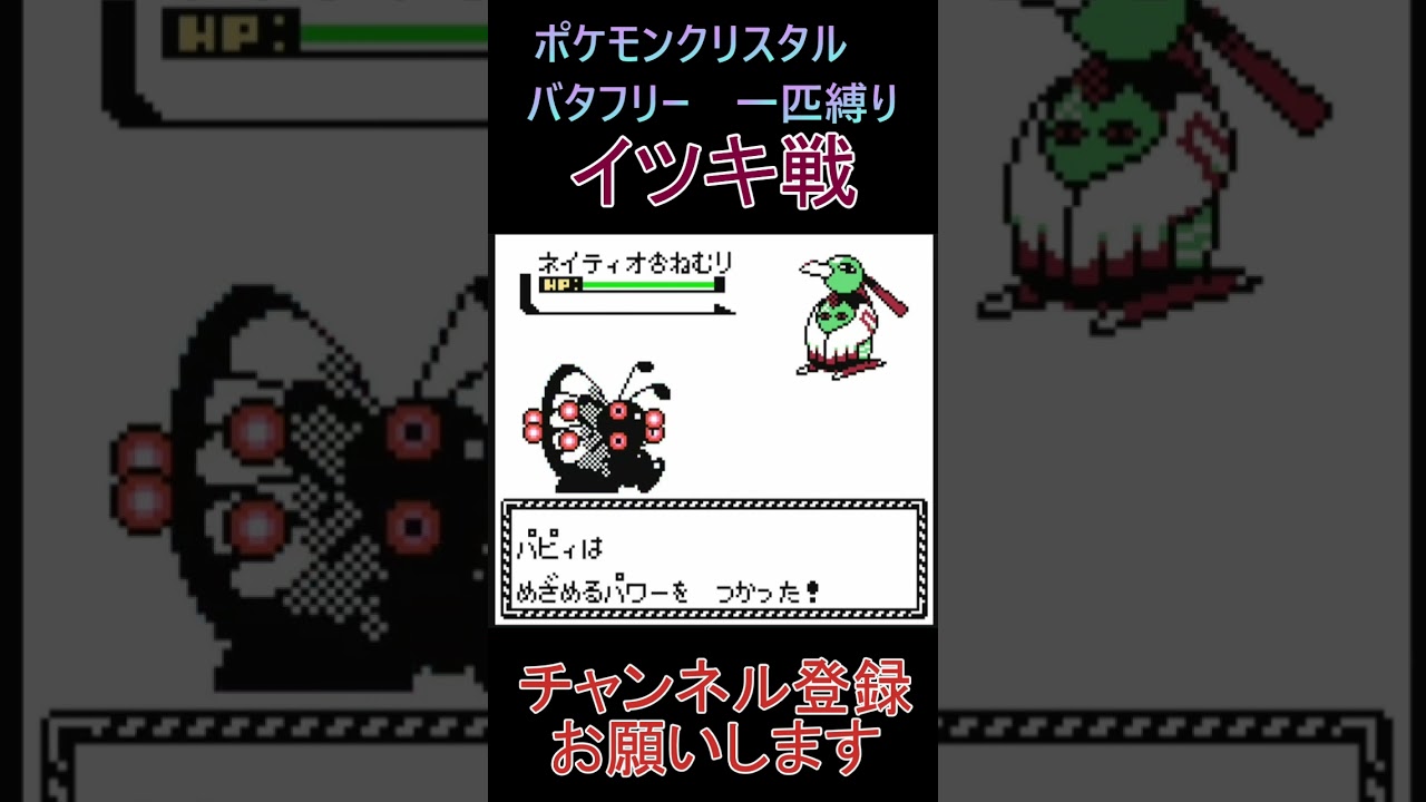 イツキ戦　バタフリー　一匹縛り【ポケモンクリスタル】 #ゲーム実況 #ポケモン実況 #ゲーム
