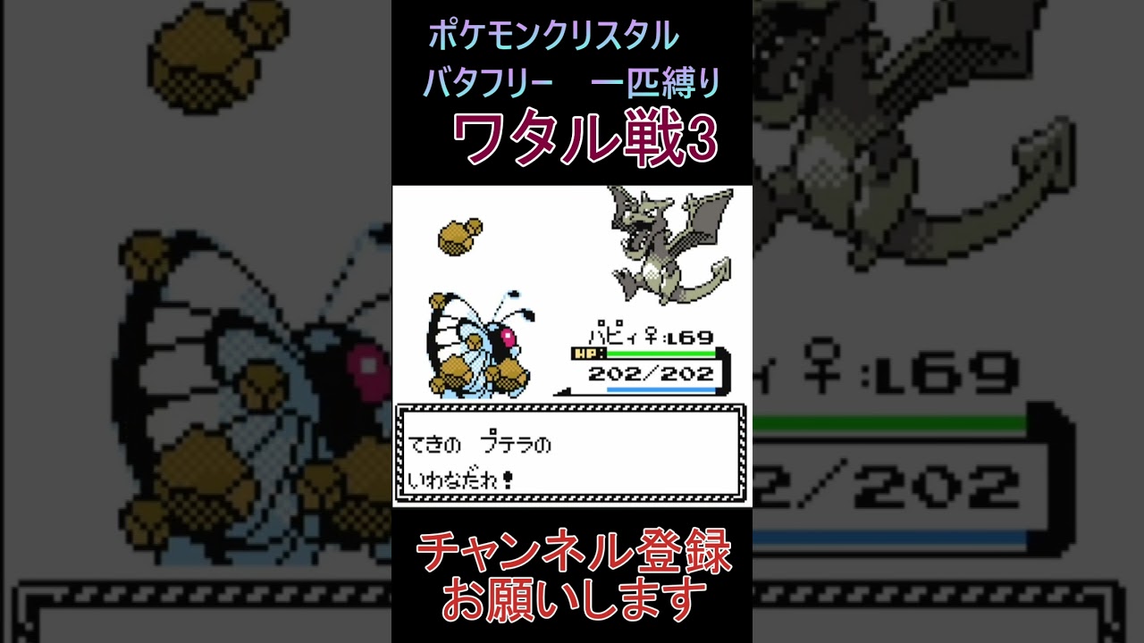 ワタル戦3　バタフリー　一匹縛り【ポケモンクリスタル】 #ゲーム実況 #ポケモン実況 #ゲーム